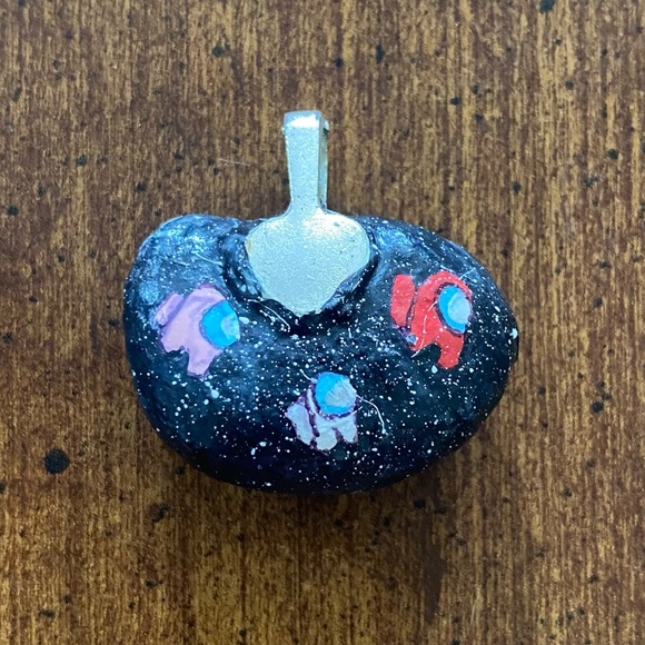 Hand Painted Among Us Characters Stone Pendant - Picture 2 of 8